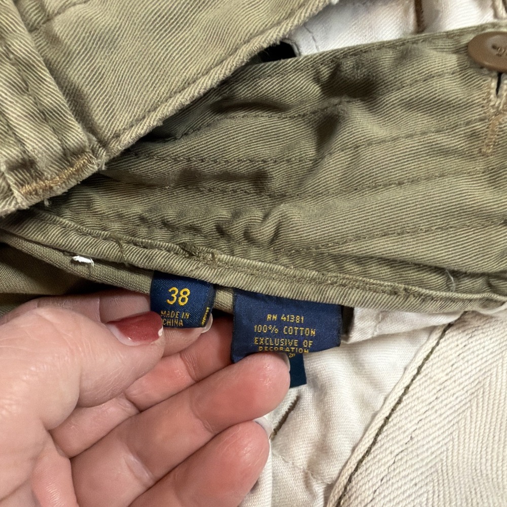 Polo Ralph Lauren Shorts Mens 38 Olive Green Relaxed Fit Chino 10 Inseam Casual - Picture 7 of 8